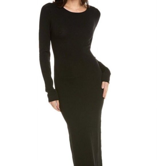 STAUD SUZEL BLACK KNIT LONG SLEEVE MAXI DRESS SMALL - Picture 2 of 14